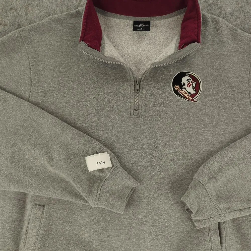Florida State Seminoles Sweater Mens Large Gray NCAA Football Pullover Colosseum